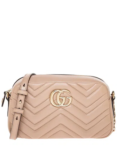 Gucci Gg Marmont Small Leather Camera Crossbody In Brown