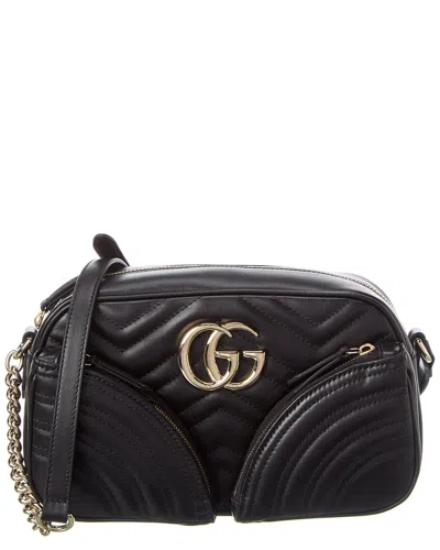 Gucci Gg Marmont Small Leather Crossbody In Black