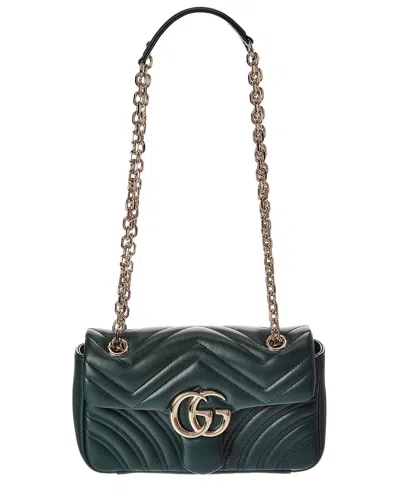 Gucci Gg Marmont Small Leather Crossbody In Green