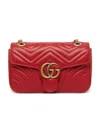 Gucci Red Leather Chevron Quilted Shoulder Handbag For Women In Red