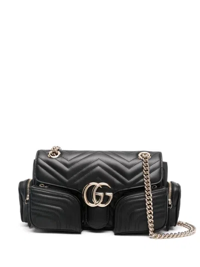 Gucci Gg Marmont Small Leather Shoulder Bag In Black