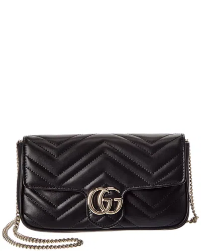 Gucci Gg Marmont Small Leather Shoulder Bag In Black