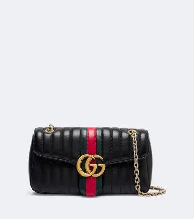 Gucci Gg Marmont Small Leather Shoulder Bag In Black