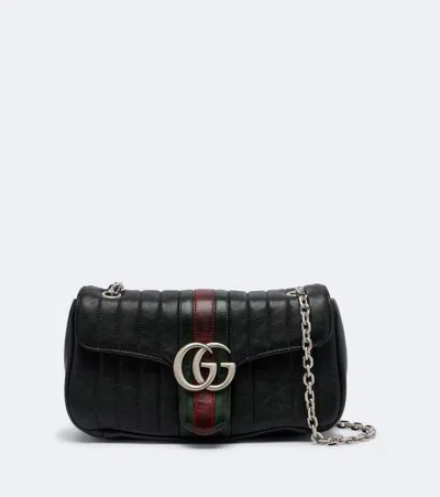 Gucci Gg Marmont Small Leather Shoulder Bag In Black