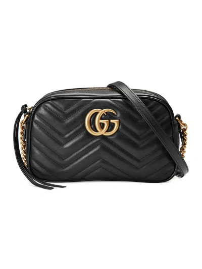 Gucci Gg Marmont Small Leather Shoulder Bag In Black