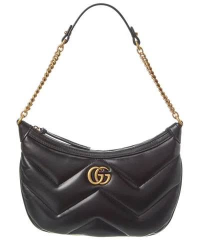 Gucci Gg Marmont Small Leather Shoulder Bag In Black