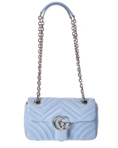 Gucci Gg Marmont Small Leather Shoulder Bag In Blue