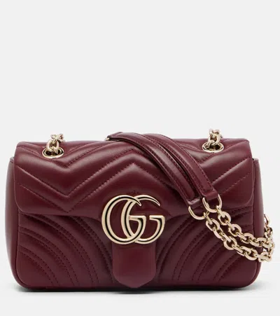 Gucci Gg Marmont Small Leather Shoulder Bag In Burgundy