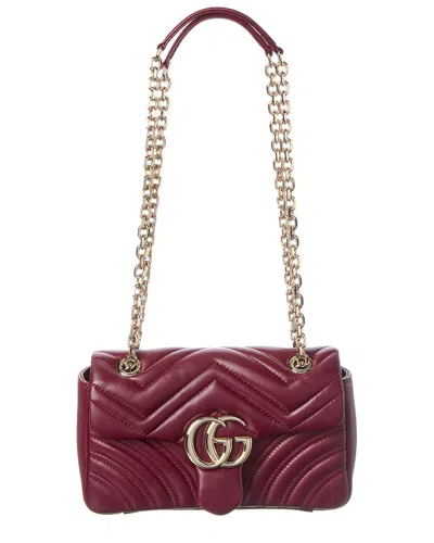 Gucci Gg Marmont Small Leather Shoulder Bag In Burgundy