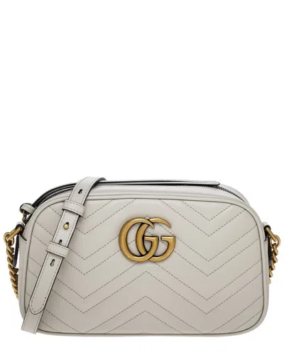 Gucci Small Leather Gg Marmont Cross-body Bag In Grey