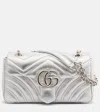 Gucci Gg Marmont Small Leather Shoulder Bag In Silver