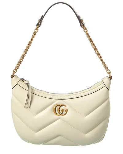 Gucci Gg Marmont Small Leather Shoulder Bag In White