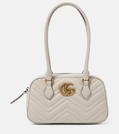 Gucci Gg Marmont Small Leather Shoulder Bag In Grey