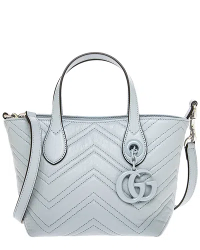 Gucci Gg Marmont Small Leather Tote In Blue