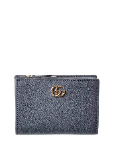 Gucci Gg Marmont Small Leather Wallet In Blue