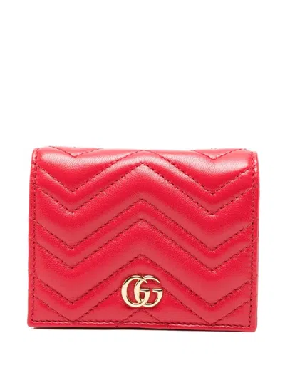 Gucci Gg Marmont Small Leather Wallet In Red