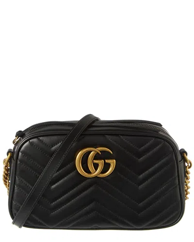 Gucci Gg Marmont Small Matelasse Leather Crossbody Camera Bag In Black