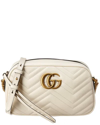 Gucci Gg Marmont Small Matelasse Leather Crossbody Camera Bag In White