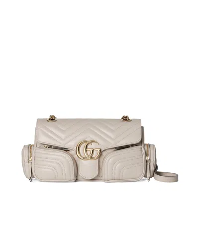 Gucci Gg Marmont Small Pocket Detailed Shoulder Bag In Nude