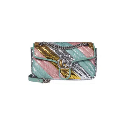 Pre-owned Gucci Gg Marmont Small Sequin Shoulder Bag 'multicolor' In Multi-color