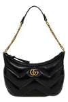 Gucci Women Black Leather Gg Marmont Shoulder Bag In Black