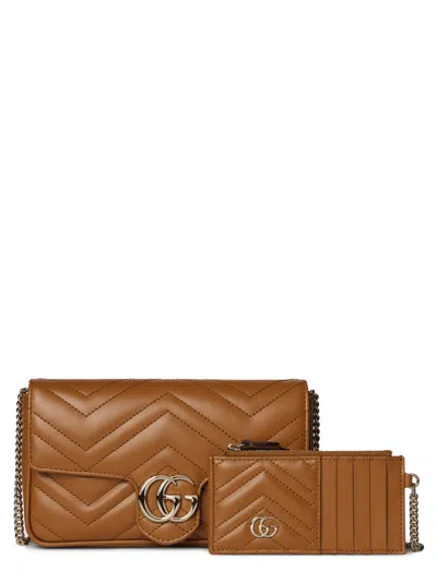 Gucci Gg Marmont Small Shoulder Bag In Brown