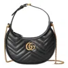 Gucci Mini Gg Marmont Half-moon Shoulder Bag In Black