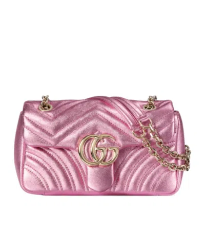Gucci Gg Marmont Small Shoulder Bag In Pink