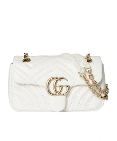 Gucci Gg Marmont Small Shoulder Bag In White