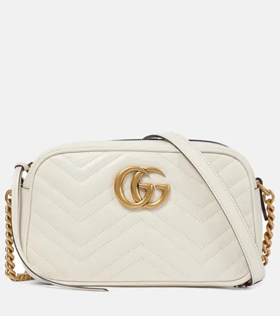 Gucci Gg Marmont Small Matelasse Leather Crossbody Camera Bag In White