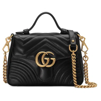 Gucci Gg Marmont Mini Top Handle Bag In Schwarz