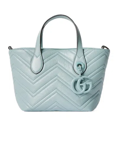 Gucci Gg Marmont Small Tote Bag In Blue