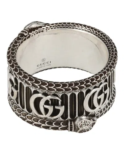 Pre-owned Gucci Gg Marmont Snake Ring In Silver