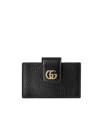 Gucci Gg Marmont Snap Button Card Case In Black