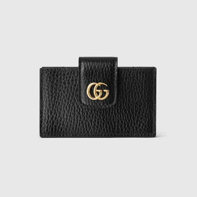 Gucci Gg Marmont Snap Button Card Case In Black