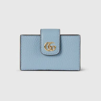 Gucci Gg Marmont Snap Button Card Case In Blue