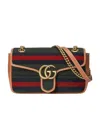 Gucci Gg Marmont Striped Shoulder Bag In Black