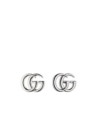 Gucci Silver Gg Stud Earrings In Metallic