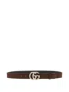 Gucci Gg Marmont Suede Belt In Brown