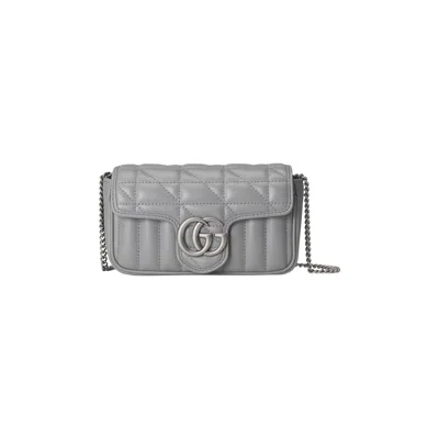 Pre-owned Gucci Gg Marmont Super Mini Bag 'deep Grey'
