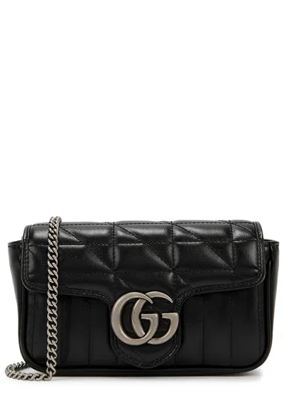 Gucci Gg Marmont Super Mini Leather Cross-body Bag In Black