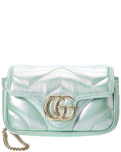 Gucci Gg Marmont Super Mini Matelasse Leather Shoulder Bag In Green