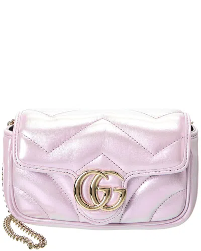 Gucci Gg Marmont Super Mini Matelasse Leather Shoulder Bag In Pink