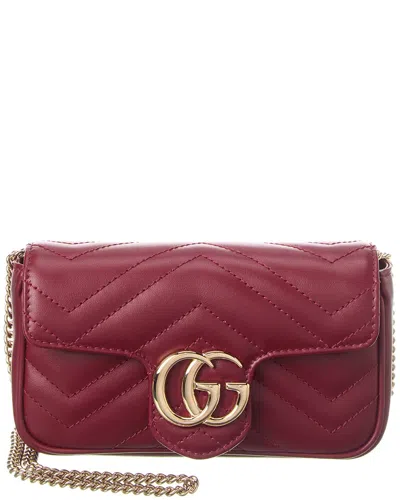 Gucci Gg Marmont Super Mini Matelasse Leather Shoulder Bag In Red