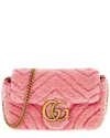 Gucci Gg Marmont Super Mini Shearling & Leather Shoulder Bag In Pink