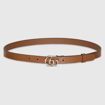 Gucci Gg Marmont Thin Belt In Brown