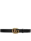 Gucci Men Gg Marmont Leather Belt In Black