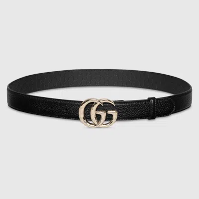 Gucci Gg Marmont Thin Belt In Black