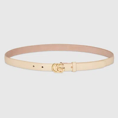 Gucci Gg Marmont Thin Belt In Beige