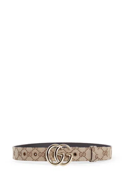 Gucci Gg Marmont Thin Belt In Beige